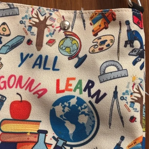 White 'Y'All Gonna Learn' Educational Print Crossbody Bag - Picture 3 of 15